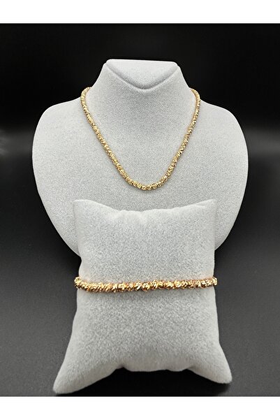 stainless steell Dorika Gold Kaplama Bileklik Kolye Set
