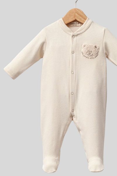 Cassiope Organic Cotton Baby Girl Jumpsuit with Punch Detail and Booties