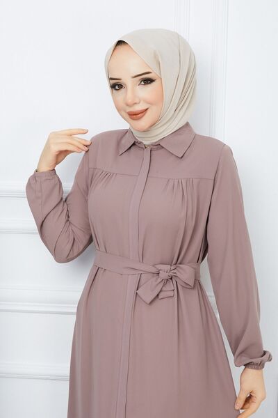 ESRE GİYİM Ρούχα με ροζ κουρέλι - Φεράζε με κορδόνι και ζώνη