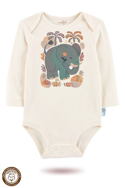MAHFEL 2-Piece 100% Cotton Organic Printed Snap Fastener Baby Bodysuit
