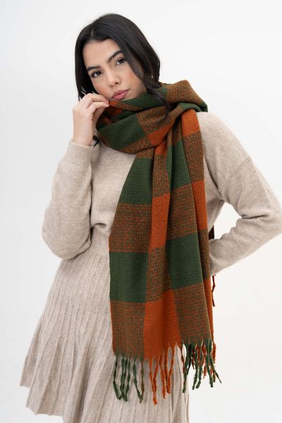 SOFT AKSESUAR Seyli̇ Square Pattern Wool Blended Scarf