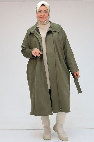 Eslina 43066 Large Size Side Tie Nubuck Cap - Khaki