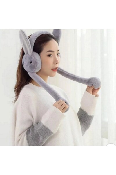 Genel Markalar Peluş Tavşan Kulaklıklı Hareketli Yumuşak Kulaklık Sıcak Tutan...