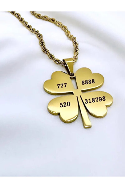 MOD10 Çelik sayı sekanslı yonca kolye