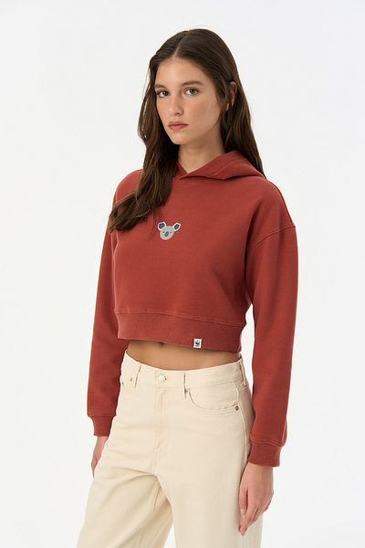 WWF Market Суичър с качулка Koala Supersoft Crop - тухлен