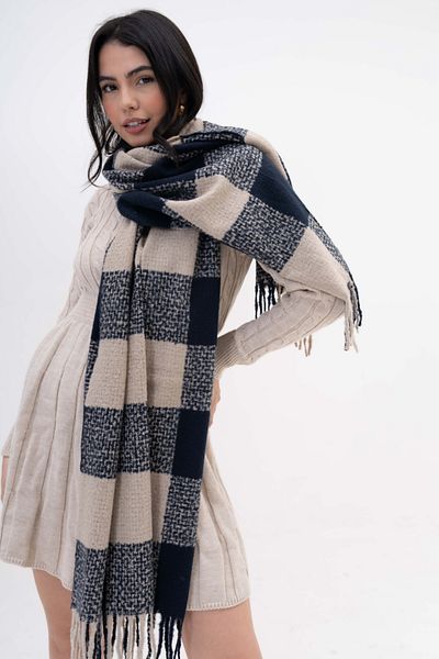 SOFT AKSESUAR Seyli̇ Square Pattern Wool Blended Scarf