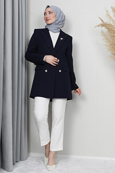 GİZ AGİYİM Синій метелик брошка Детальний піджак