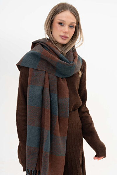 SOFT AKSESUAR Seyli̇ Square Pattern Wool Blended Scarf