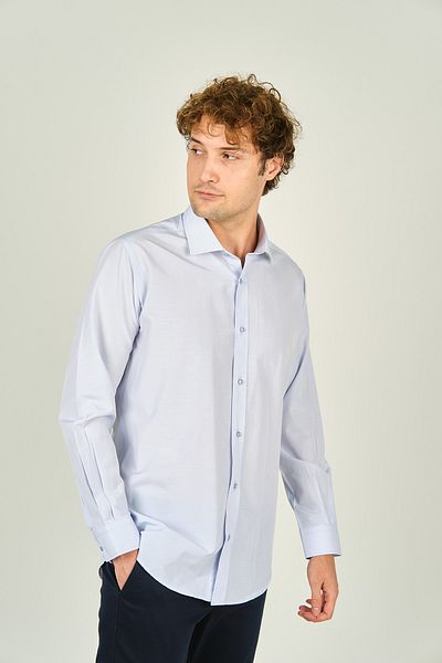 figs Мъжка риза с дълъг ръкав Slim Fit, памучна, 0017, светлосиня