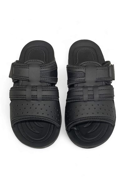Lideral Black Men's Summer Thick Heeled Slippers Orthopedic Sole Street Slippers - Home Slippers