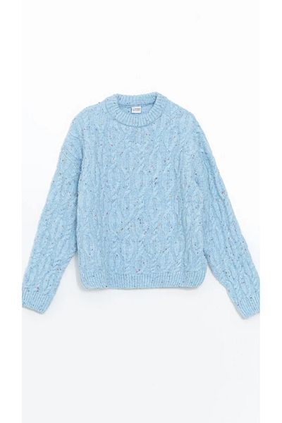 LC Waikiki LCW Kids Blue Crew Gât Fete Tricoturi Pulover