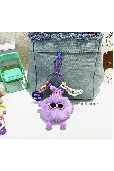 mos&more Purple Plush for Ever Bag Charm Accessory Keychain