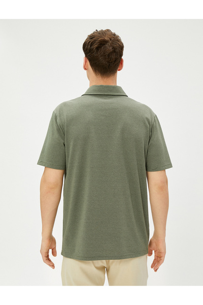 Koton Ριγέ μπλουζάκι πόλο με κοντό μανίκι με κουμπιά