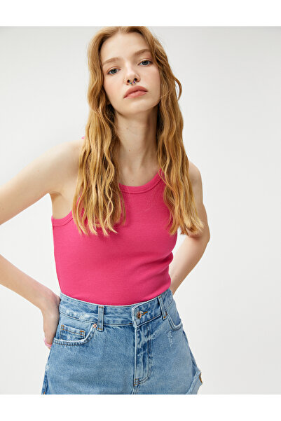 Koton Ribbed Tank Top Halter Neck Slim Cut κανονικού μήκους