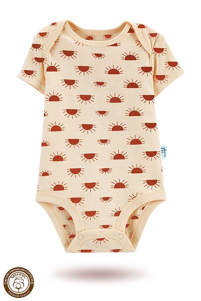 MAHFEL 2-Piece 100% Cotton Organic Printed Snap Fastener Baby Bodysuit