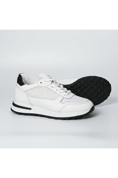 TETRİ Albus Model Men's Genuine Leather White Sneakers