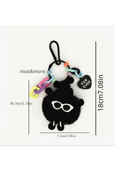 mos&more Breloc pentru geanta Black Plush For Ever