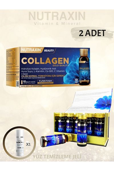 Nutraxin Collagen Beauty Shots - 10 X 50 ml Biotin, Coq10 and Collagen Food Supplement (2 Pieces)