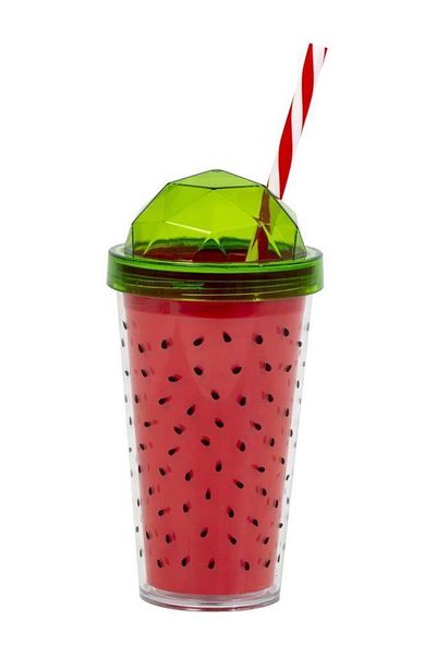 Herevin 540 Cc Diamond Lid Patterned Two-Layer Cup-watermelon Core