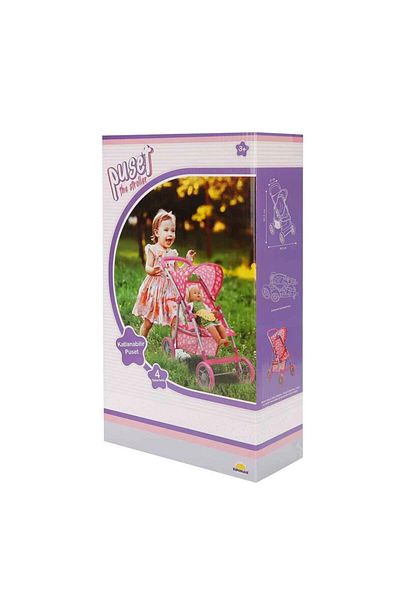 Sunman 0664 Polka Dot Patterned, 4 Wheels and Awning Toy Stroller - Sunman