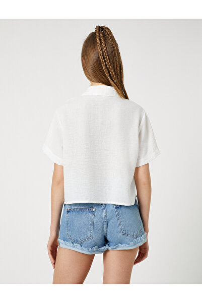 Koton Crop ing rövid ujjú gombos, zsebrészlettel