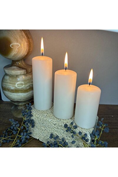 Usta Mum 3 Adet Silindir Mum Beyaz 11-9-7 Cm Çap 4 Cm