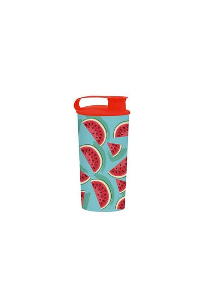 Herevin 470 Cc Patterned Glass with Lid-watermelon