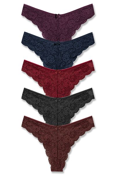 HNX 5-Piece Lace Slip Panties