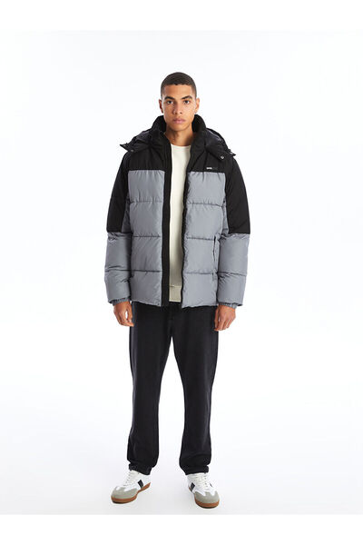 LC Waikiki Стандартна сіра куртка з капюшоном для чоловіків