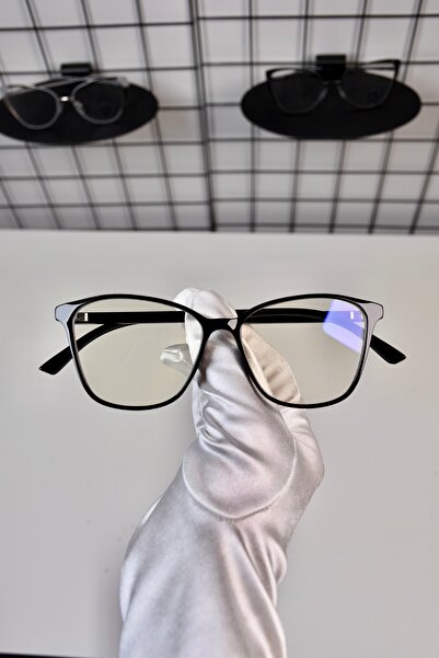 LOOKUP NEW Siyah Kare TR90 Kemik Şeffaf Kadın Erkek Unisex Mavi Işık Korumalı...