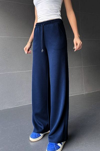 COMBİNE MİCHAİL Women's High Waist Winter 2 Thread Wide Leg Sweatpants