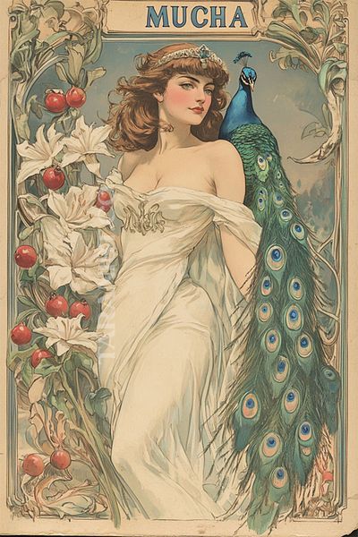 Taranist Poster din hârtie fără încadrare Alfonso Mucha Poster Femeie înflorită