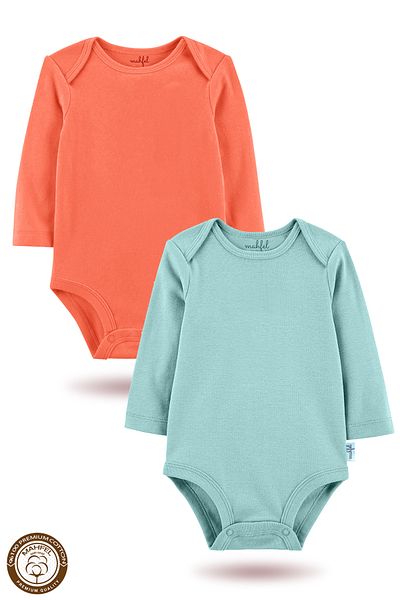 MAHFEL 2-Piece 100% Cotton Organic Printed Snap Fastener Baby Bodysuit