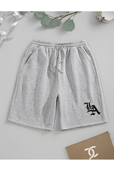De Carte Sporty Black Men's Bermuda Shorts with Los Angeles Logo