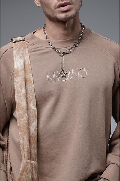 king brich Ριμπ γιακάς Raglan μανίκι με στάμπα Oversize Fit Sweat