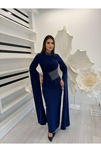 White Corner 3138 TAŞ İŞLEMELİ KALEM  ELBİSE