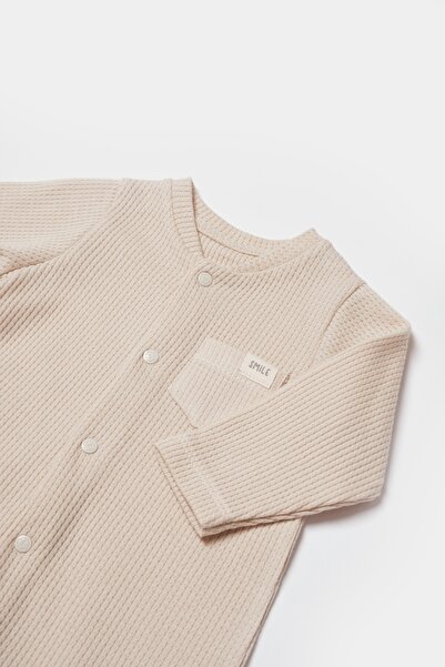 Biorganic Organic baby romper - beige | 100% organic cotton new waffle fabric and gots certified