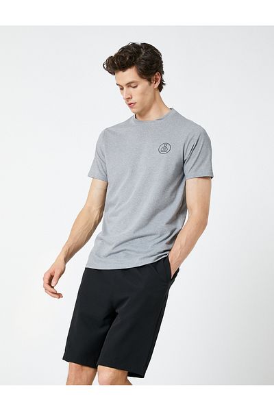 Koton Slogan Printed T-Shirt Crew Neck Short Sleeve Slim Fit