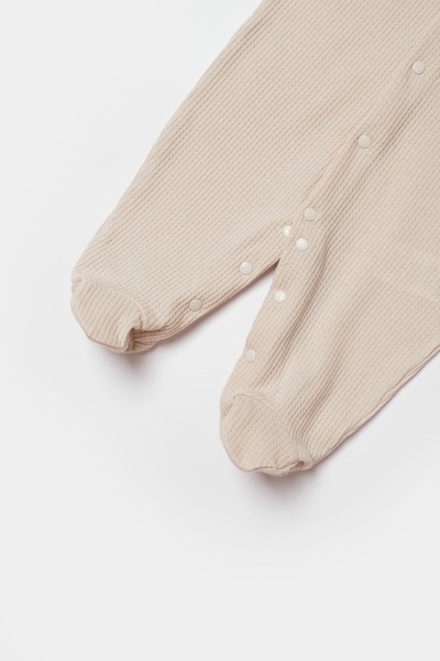 Biorganic Organic baby romper - beige | 100% organic cotton new waffle fabric and gots certified