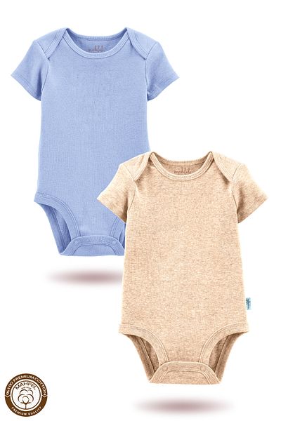 MAHFEL 2-Piece 100% Cotton Organic Printed Snap Fastener Baby Bodysuit