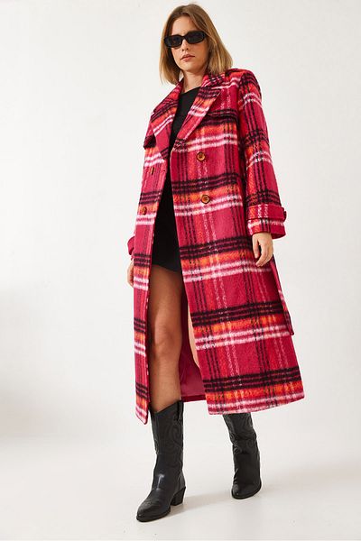 Bianco Lucci Women's Patterned Long Stamp Coat 20050 60351369