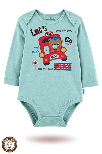 MAHFEL 2-Piece 100% Cotton Organic Printed Snap Fastener Baby Bodysuit