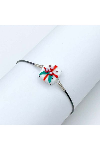 Polonezköy Cam Sanat Merkezi Christmas Gift Package Bracelet - New Year Themed Glass Bracelet |   Special Design Lucky Bracelet - White