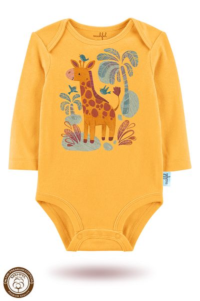 MAHFEL 2-Piece 100% Cotton Organic Printed Snap Fastener Baby Bodysuit