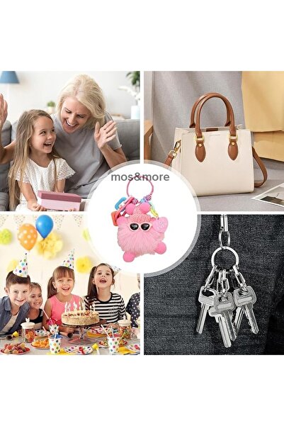mos&more White Plush for Ever Bag Accessory Charm Keychain