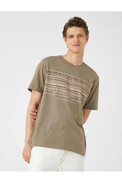 Koton Basic T-Shirt Crew Neck Ethnic Printed Short Sleeve