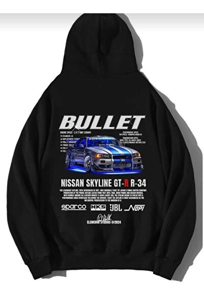 BUY CENTER Unisex Oversize Nissan Skyline GT-R R-34 Bullet Hoodie