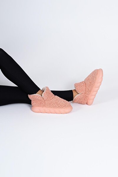 Beyond Kadın Pudra Trizo Peluş Tüylü Ev Ayakkabısı Panduf 4cm BYNDTRZ01