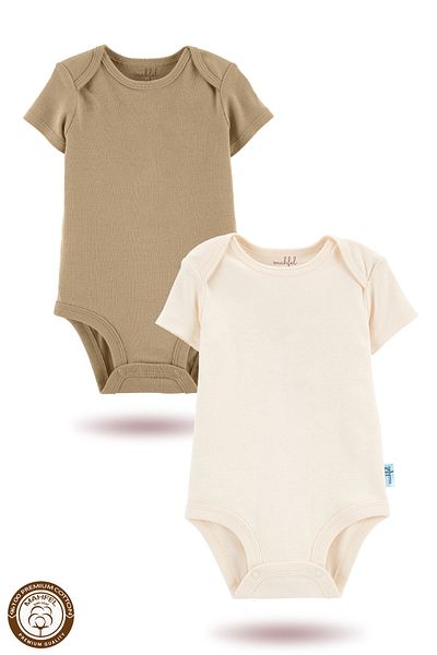 MAHFEL 2-Piece 100% Cotton Organic Printed Snap Fastener Baby Bodysuit