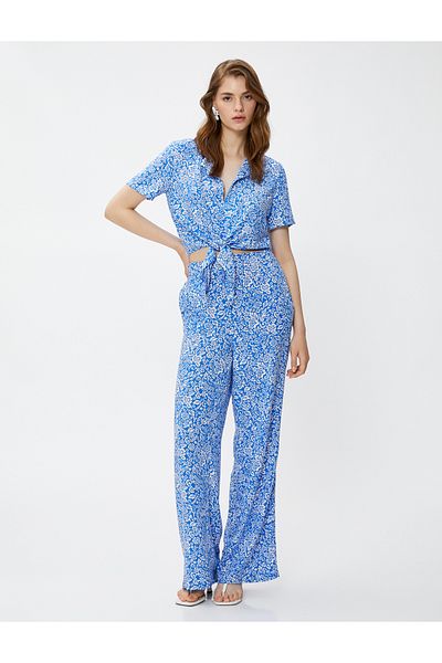 Koton Pantaloni Palazzo cu talie elastică florală